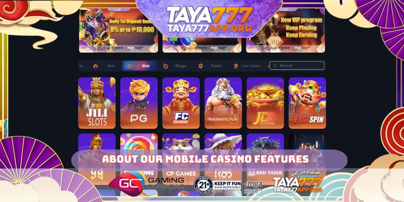 About our Mobile casino features