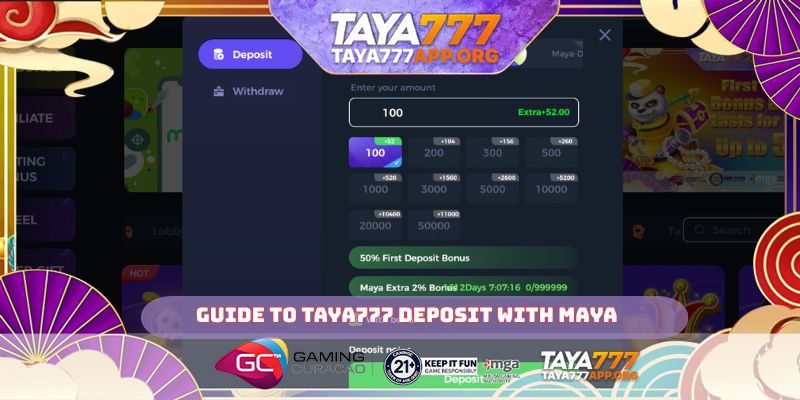 Guide to TAYA777 deposit with MAYA