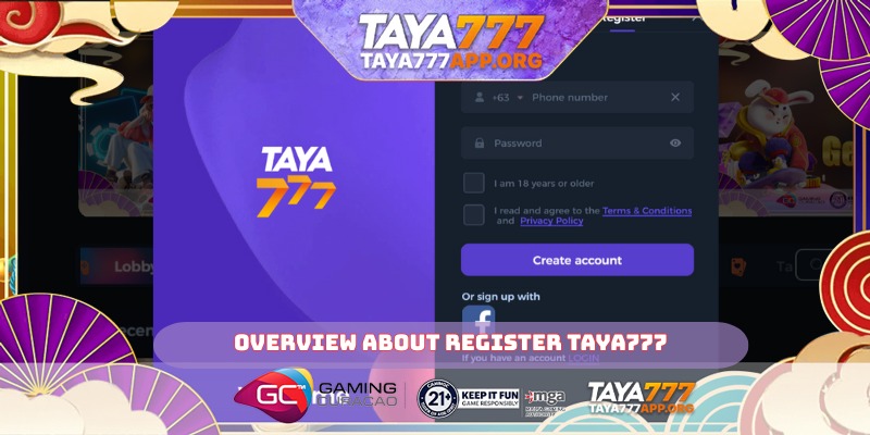 Overview about Register TAYA777