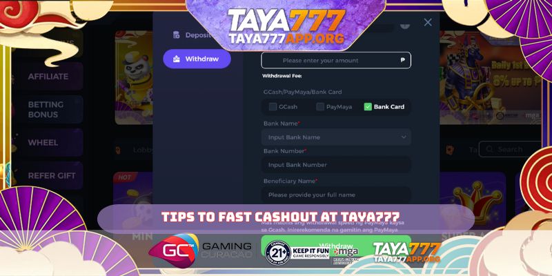Tips to Fast Cashout at TAYA777