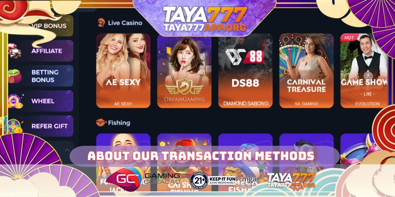 About our transaction methods