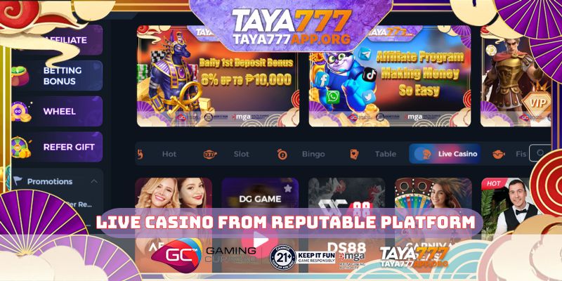 Live casino from reputable platform